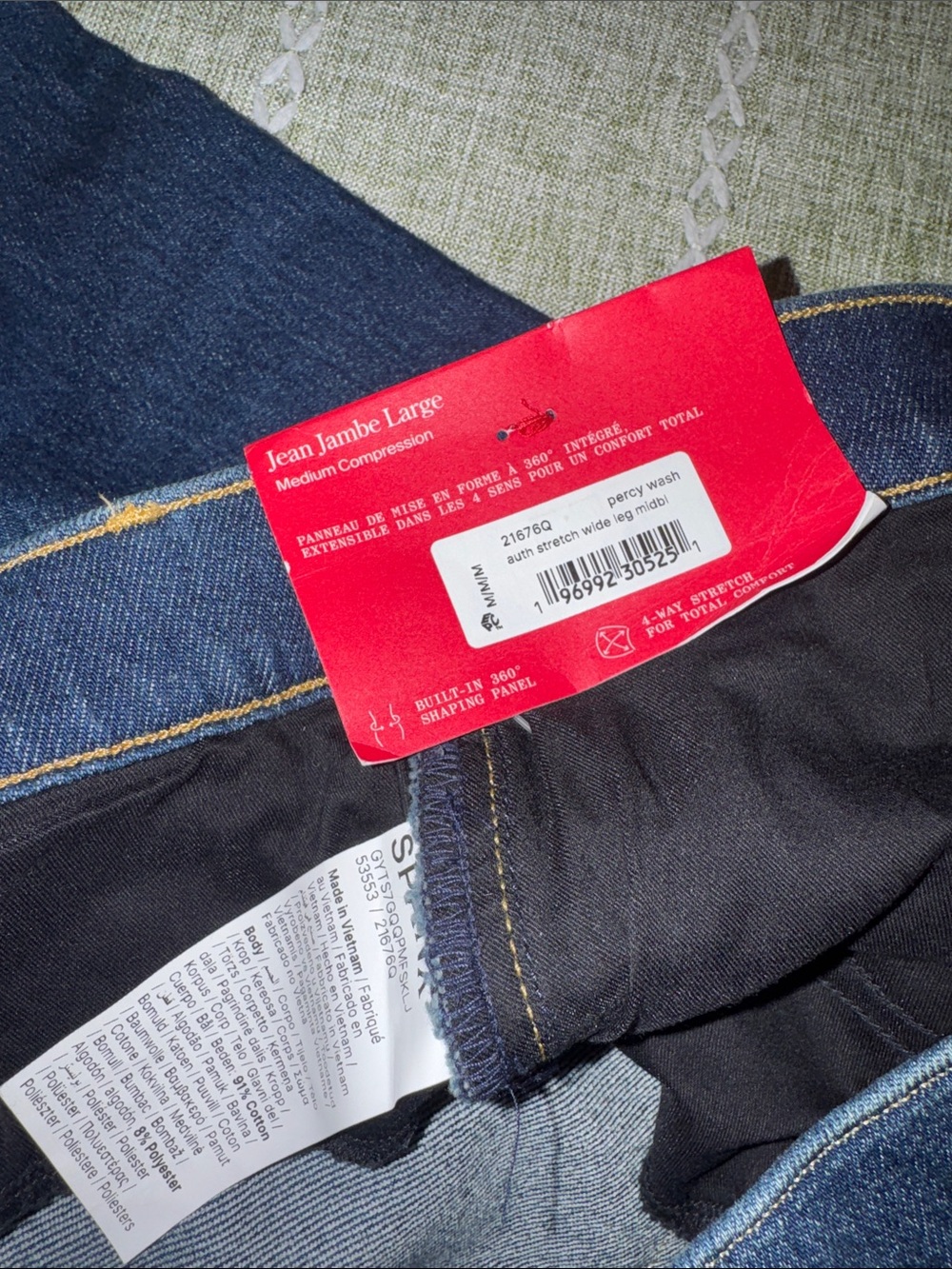SPANX Wide Leg High-Rise Jeans in Dark Blue Denim - Picture 5 of 5